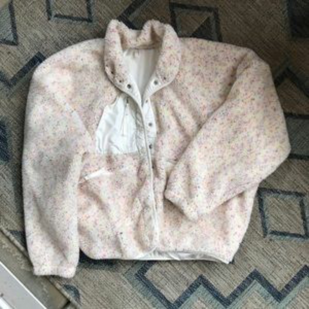 Free People Hit the Slopes Fleece Jacket in Confetti Combo, size XS, no flaws